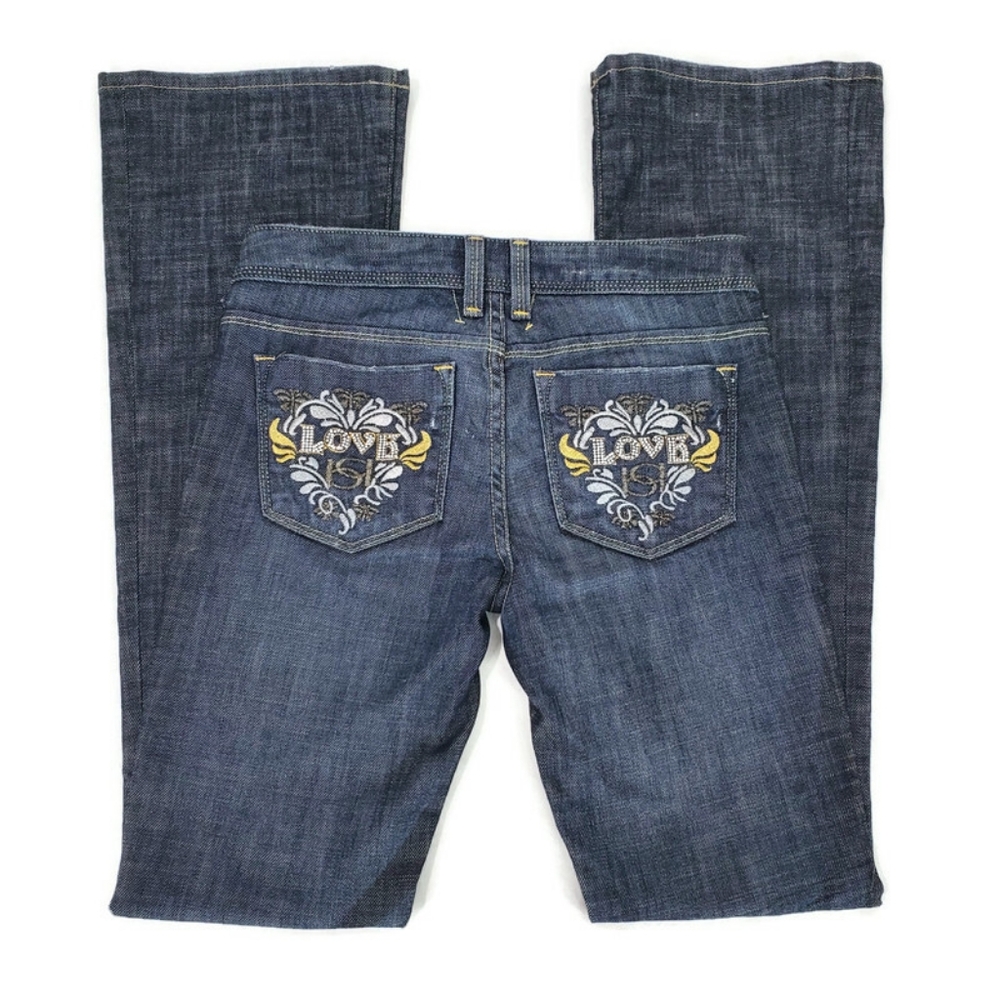 Bebe | Vintage Y2K Rhinestone Love Logo Bootcut Flare Jeans | 26 Low Rise USA